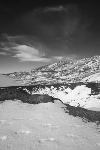 Itálie Sicílie Pohled Sopku Etna Sněhem Jednoho Kráterů Silvestri — Stock fotografie