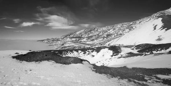 Italia Sicilia Vista Del Volcán Etna Con Nieve Desde Uno —  Fotos de Stock