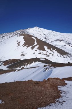 İtalya, Sicilya, Catania Eyaleti, Etna yanardağında karlı insanlar.