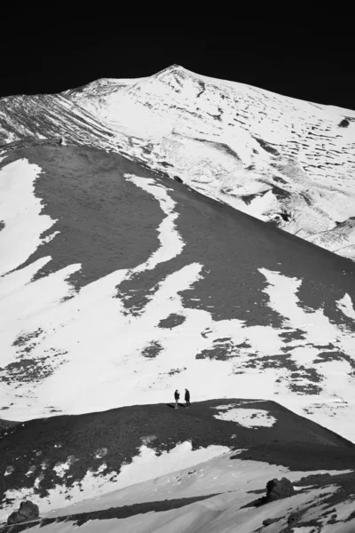 Itálie Sicílie Provincie Catania Lidé Sopce Etna Sněhem — Stock fotografie