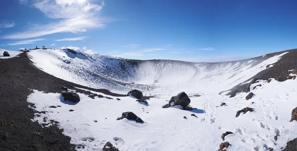 Italy Sicily Catania Province Volcano Etna People One Silvestri Craters — 스톡 사진