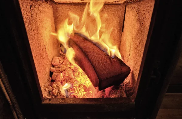 Bois Chauffage Dans Poêle — Photo