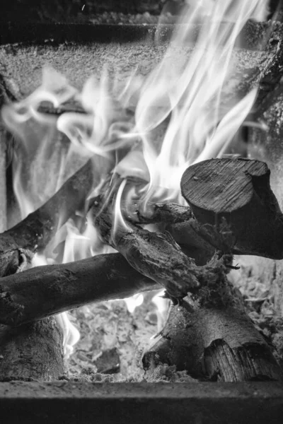 Bois Chauffage Dans Poêle — Photo