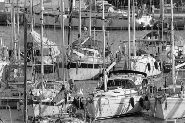 Italien Sizilien Mittelmeer Marina Ragusa Provinz Ragusa Februar 2020 Segelboote — Stockfoto
