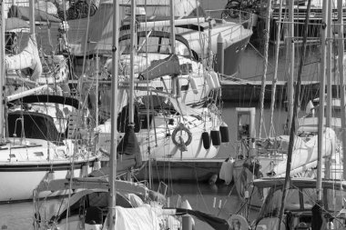 Italy, Sicily, Mediterranean sea, Marina di Ragusa (Ragusa Province); 16 February 2020, luxury yachts in the port - EDITORIAL