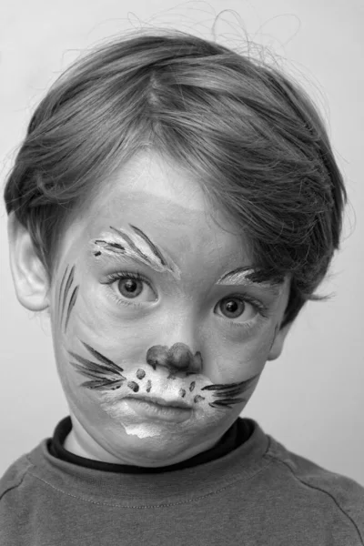Niño Varón Tres Años Con Retrato Facial Pintado —  Fotos de Stock