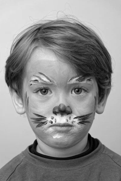 Tři Roky Starý Chlapec Malovaným Obličejem Portrét — Stock fotografie