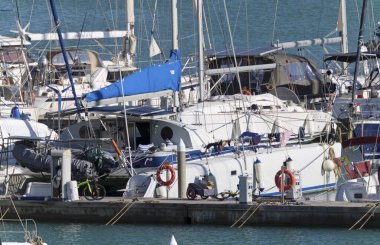 Italy, Sicily, Mediterranean sea, Marina di Ragusa (Ragusa Province); 23 February 2020, luxury yachts in the port - EDITORIAL