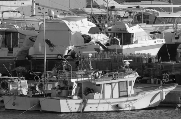 Italien Sizilien Marina Ragusa Provinz Ragusa März 2020 Sizilianische Holzfischerboote — Stockfoto
