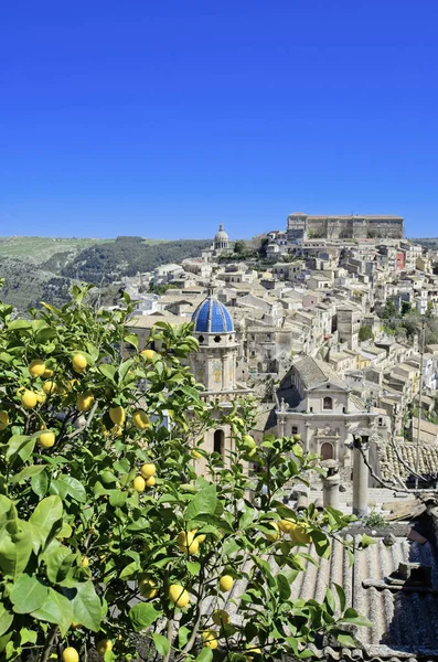 Itálie Sicílie Ragusa Ibla Panoramatický Výhled Barokní Město — Stock fotografie