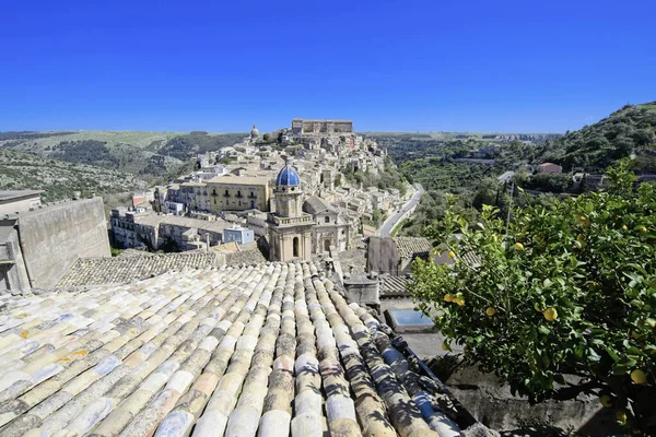 意大利 西西里 Ragusa Ibla 巴洛克城全景 — 图库照片