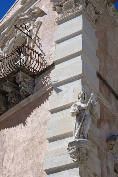 Italien Sicilien Ragusa Ibla Barockfasad Religiös Staty — Stockfoto