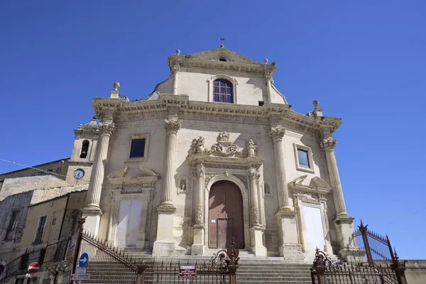 Włochy Sycylia Ragusa Ibla Widok Barokową Fasadę Kościoła Anime Sante — Zdjęcie stockowe