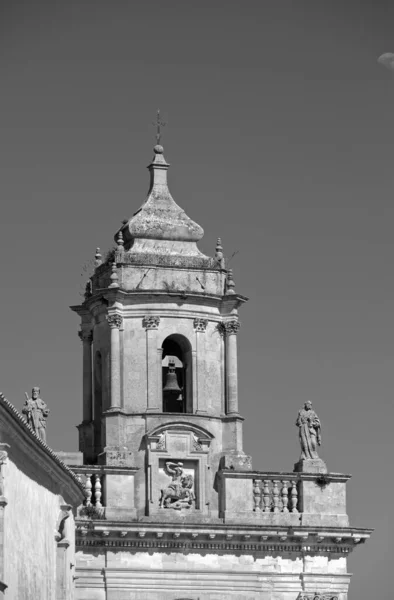 Italië Sicilië Ragusa Ibla Uitzicht Barokke Vincent Ferreri Kerk Klokkentoren — Stockfoto