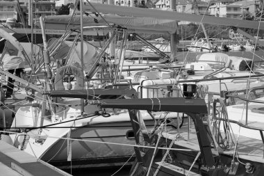 Italy, Sicily, Mediterranean sea, Marina di Ragusa (Ragusa Province); 11 March 2020, luxury yachts in the port - EDITORIAL