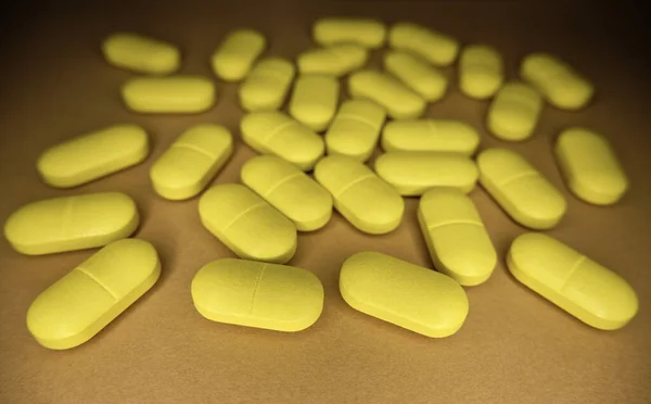 Medicine Yellow Pills Table — Stockfoto