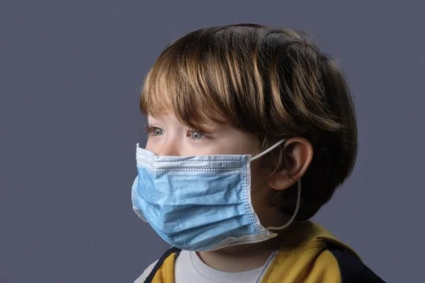 Studio Portrait Years Old Male Child Wearing Protective Mask — Stock Photo, Image