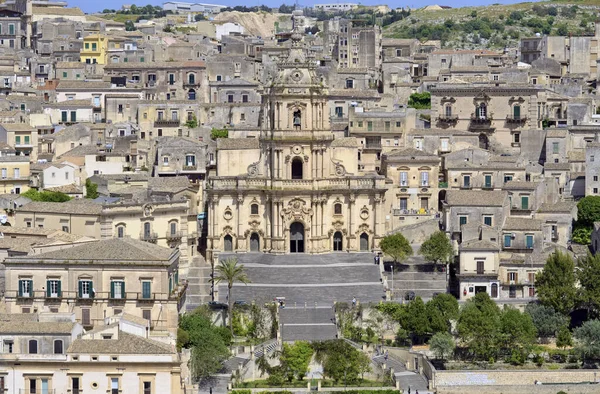 Italië Sicilië Modica Provincie Ragusa George Kathedraal Barokke Gevel — Stockfoto