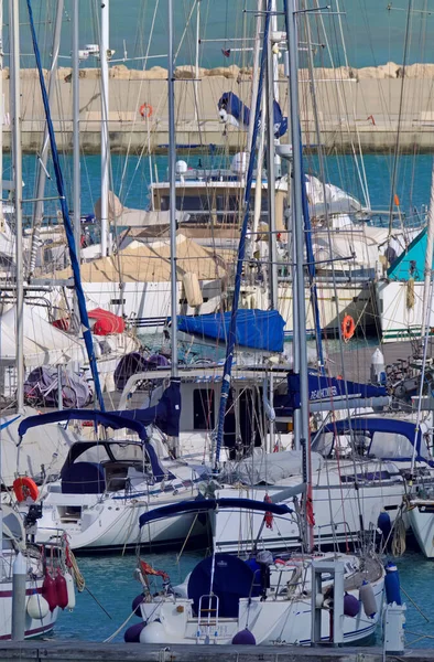 Italien Sizilien Mittelmeer Marina Ragusa Provinz Ragusa Mai 2020 Luxusyachten — Stockfoto