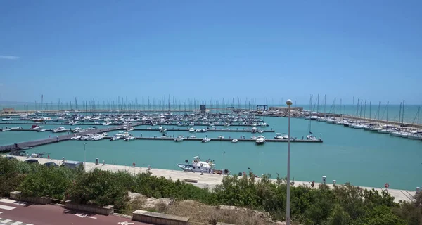 Itália Sicília Mar Mediterrâneo Marina Ragusa Província Ragusa Barcos Motor — Fotografia de Stock