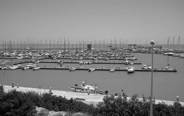 Itália Sicília Mar Mediterrâneo Marina Ragusa Província Ragusa Barcos Motor — Fotografia de Stock