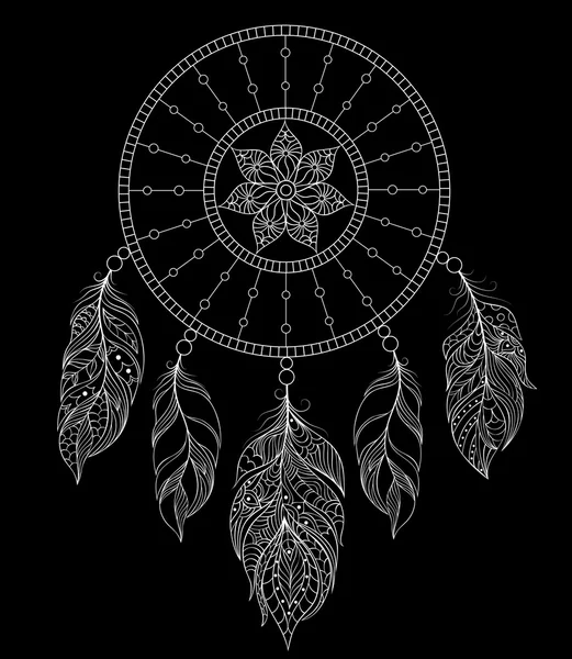 Dreamcatcher sur fond noir — Image vectorielle