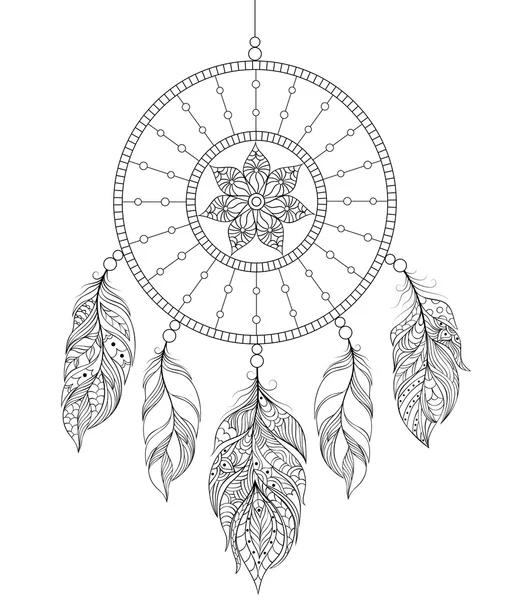 Dreamcatcher on white background — Stock Vector