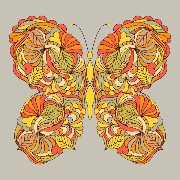 Papillon abstrait sur fond gris — Image vectorielle