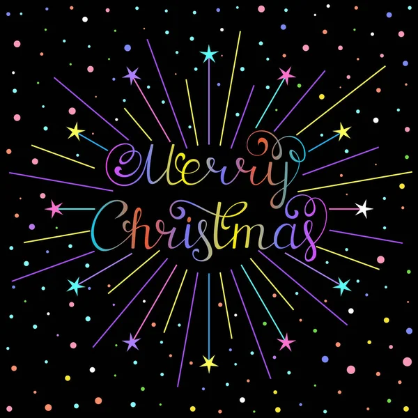 Christmas inskrift med strålar — Stock vektor