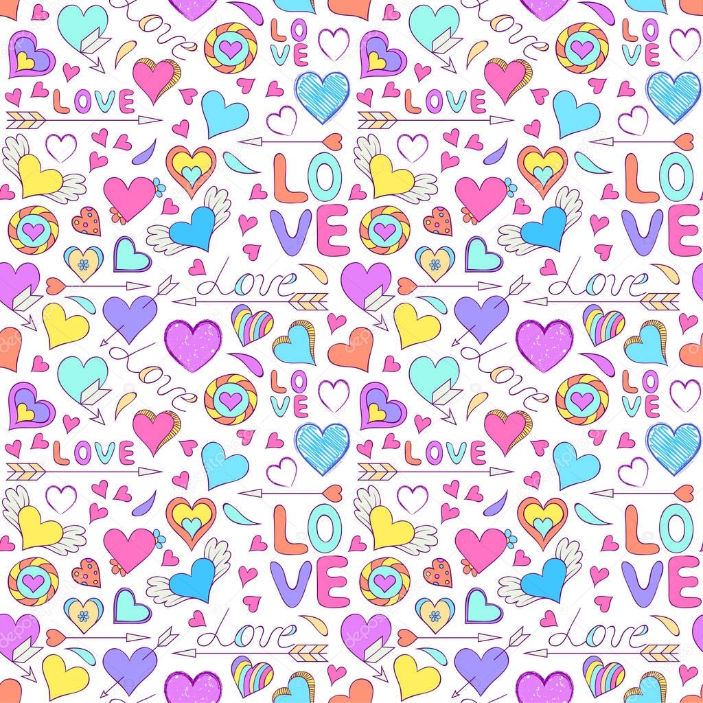 pattern with hearts and other elements