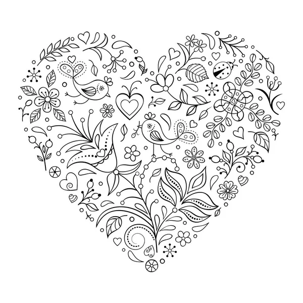 Corazón de San Valentín floral — Vector de stock