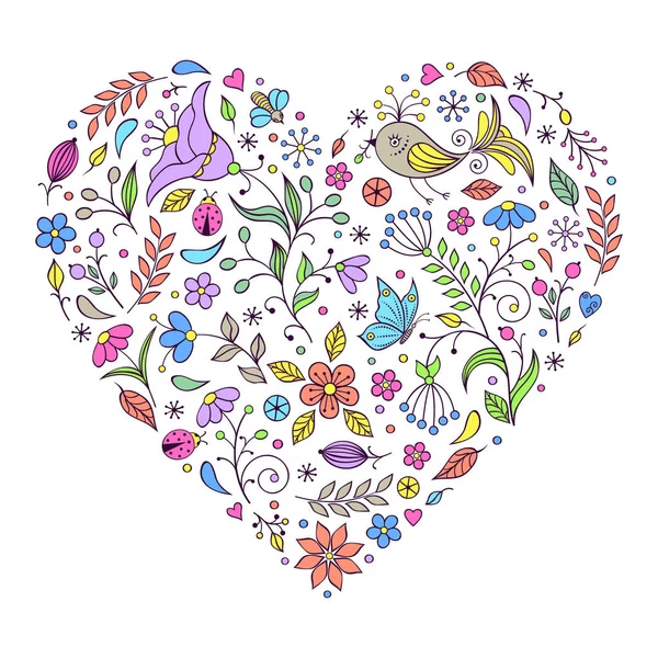 Floral valentines heart — Stock Vector