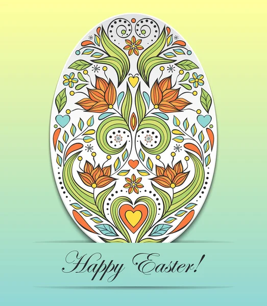 Œuf de Pâques floral sur — Image vectorielle