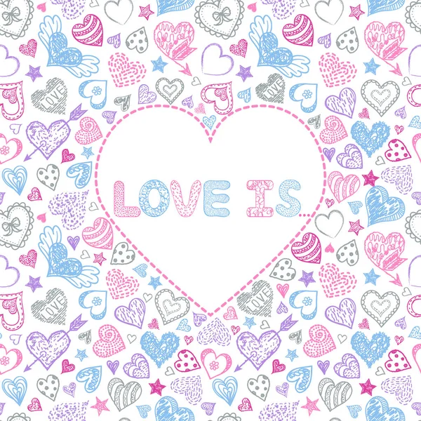 Sevgililer kartı ile renkli Kalpler — Stok Vektör