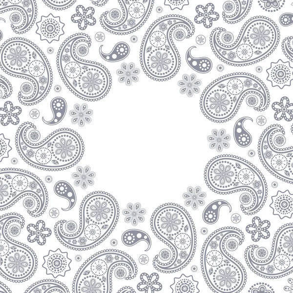 Carte avec paisley gris — Image vectorielle