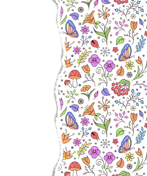 Yırtık kağıt ile çiçek desenli — Stok Vektör