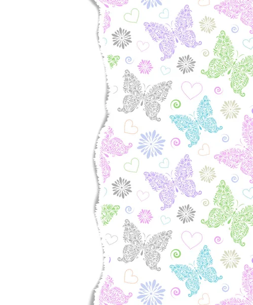 Patrón con mariposas florales — Vector de stock