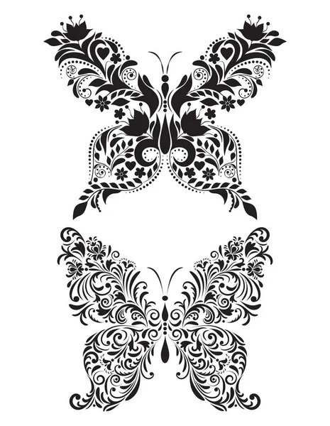 Mariposas florales abstractas — Vector de stock