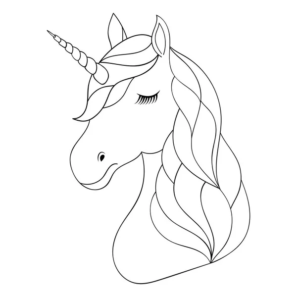 Testa di unicorno disegnato a mano — Vettoriale Stock