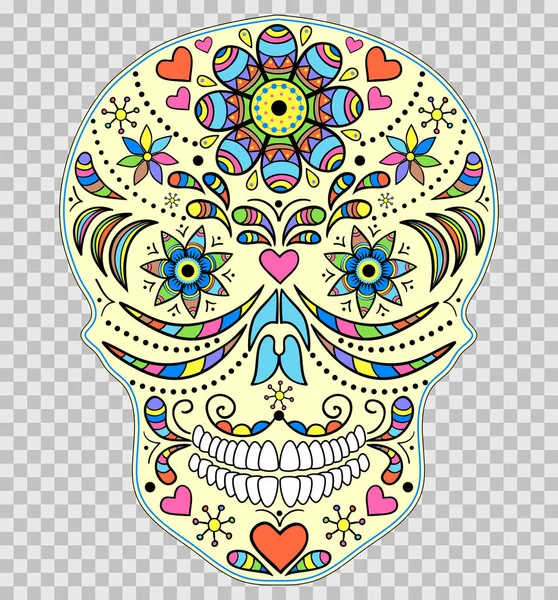 Calavera colorida dibujada a mano — Vector de stock