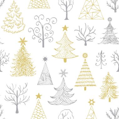 elle çizilmiş Noel ağacı ile desen