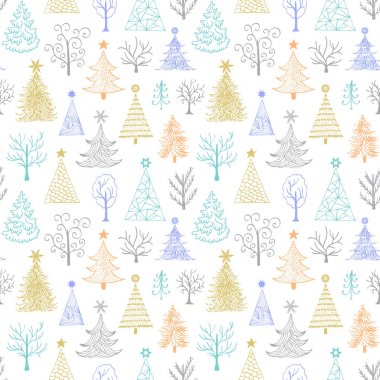 elle çizilmiş Noel ağacı ile desen