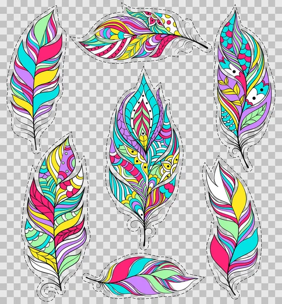 Conjunto de plumas de colores — Vector de stock