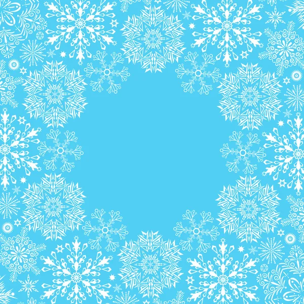 Cartão de inverno com flocos de neve brancos — Vetor de Stock