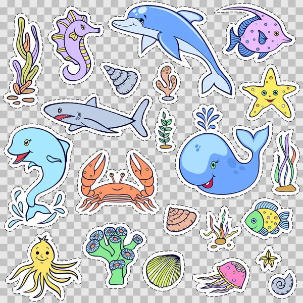 Cute ocean animals — Stock Vector