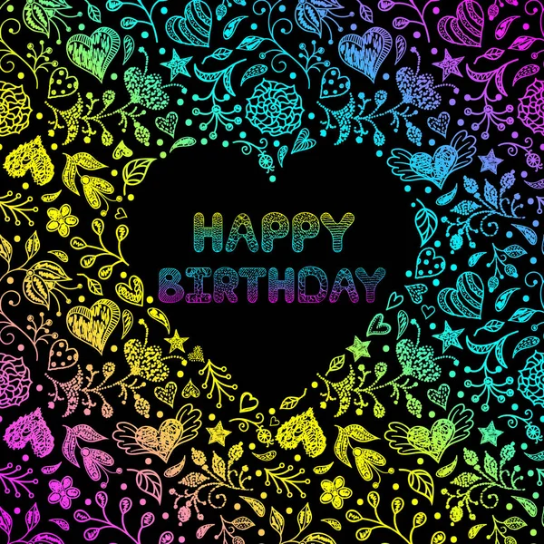 Tarjeta de cumpleaños dibujada a mano — Vector de stock