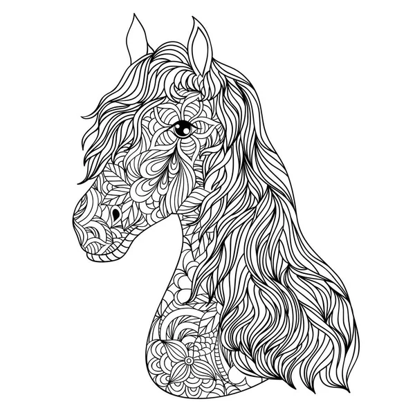 Cheval dessiné à la main sur fond blanc . — Image vectorielle