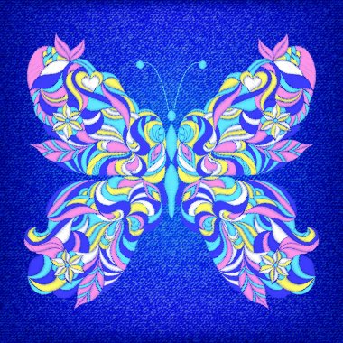 İşlemeli renkli kelebek