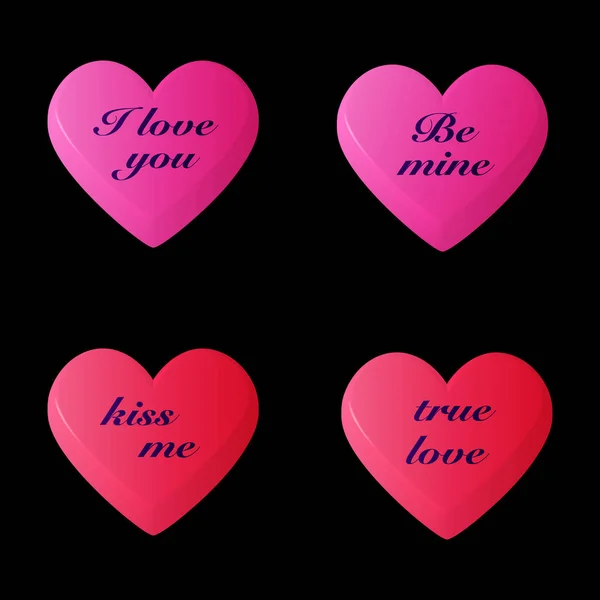 Ensemble de cœurs de valentines 3d — Image vectorielle