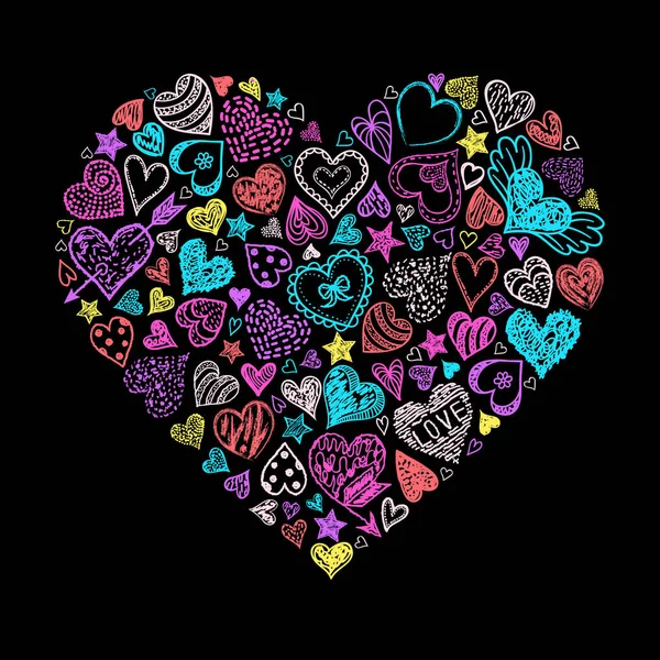 Coeur de valentines colorées — Image vectorielle